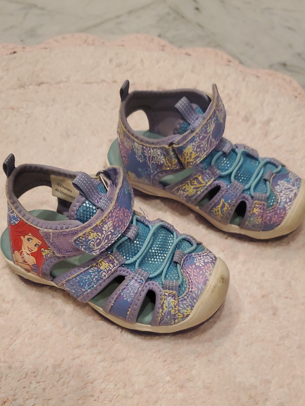 Disney Purple & Teal Ariel Floral Closed-Toe Sandals for Kids